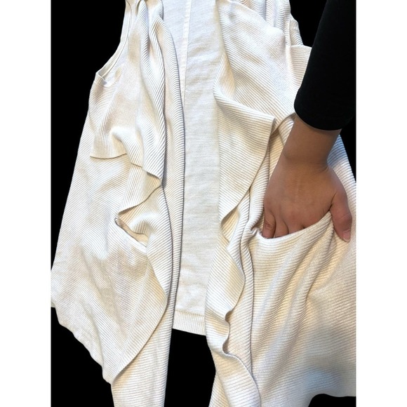 Absolutely Creative Worldwide Asymmetric Shawl Knit Sleeveless Women's Cream S - Picture 5 of 9